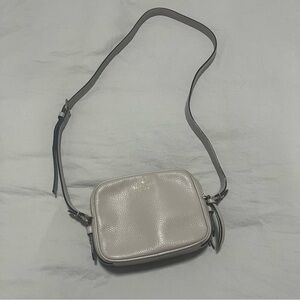 Kate Spade Mulberry Street Pyper Double Zip Crossbody Taupe Gray Pebbled Leather